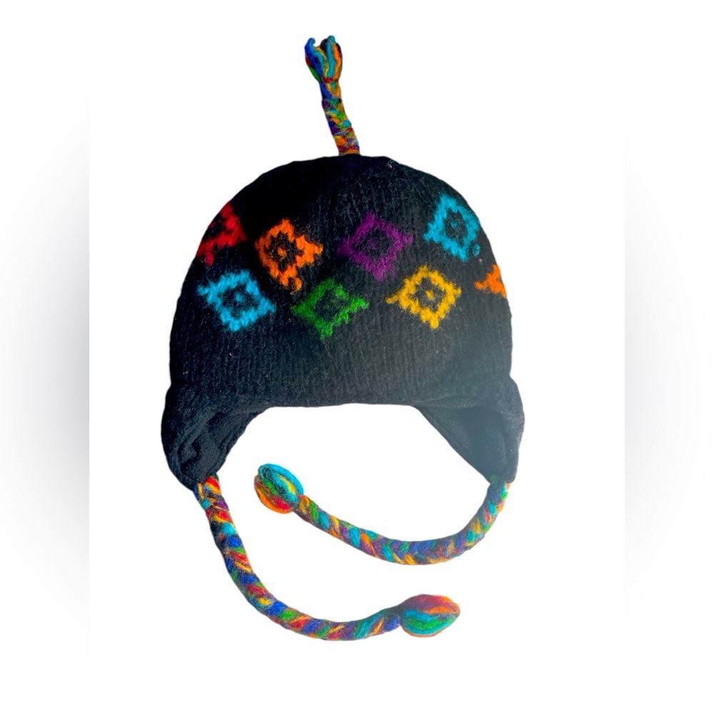 Kathmandu 100% Wool Beanie Hat with Tassels, Made in Nepal